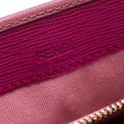 Pre Owned Fendi Pink Leather Crayons Continental Wallet