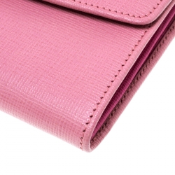 Pre Owned Fendi Pink Leather Crayons Continental Wallet