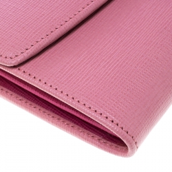 Pre Owned Fendi Pink Leather Crayons Continental Wallet