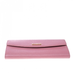 Pre Owned Fendi Pink Leather Crayons Continental Wallet