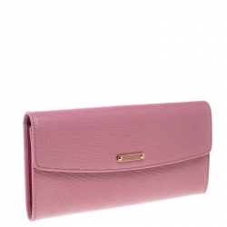 Pre Owned Fendi Pink Leather Crayons Continental Wallet