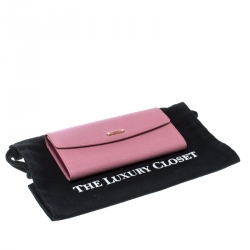 Pre Owned Fendi Pink Leather Crayons Continental Wallet