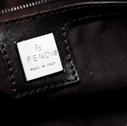 Pre Owned Fendi Brown Zucchino Canvas and Leather Bowler Bag