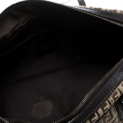 Pre Owned Fendi Brown Zucchino Canvas and Leather Bowler Bag