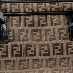 Pre Owned Fendi Brown Zucchino Canvas and Leather Bowler Bag