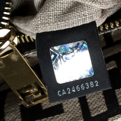 Pre Owned Fendi Beige/Black Jute and Patent Leather Small Mia Tote