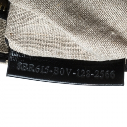 Pre Owned Fendi Beige/Black Jute and Patent Leather Small Mia Tote