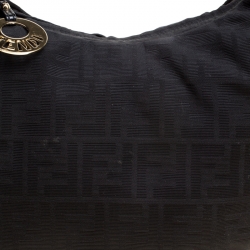 Pre Owned Fendi Black Zucca Canvas Chef Chain Link Hobo