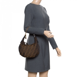 Pre Owned Fendi Tobacco Zucca Canvas Chef Chain Hobo
