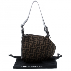 Pre Owned Fendi Tobacco Zucca Canvas and Leather Oyster Hobo
