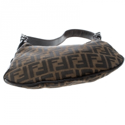Pre Owned Fendi Tobacco Zucca Canvas and Leather Oyster Hobo