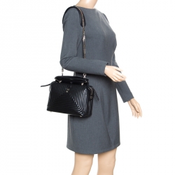 Pre Owned Fendi Black Quilted Leather Dotcom Click Shoulder Bag