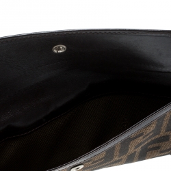 Pre Owned Fendi Brown Zucca Canvas and Leather Continental Wallet