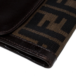Pre Owned Fendi Brown Zucca Canvas and Leather Continental Wallet
