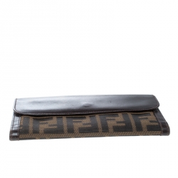 Pre Owned Fendi Brown Zucca Canvas and Leather Continental Wallet