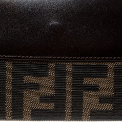 Pre Owned Fendi Brown Zucca Canvas and Leather Continental Wallet