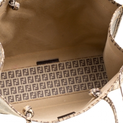 Pre Owned Fendi Brown Zucca and Zucchino Coated Canvas Square Tote