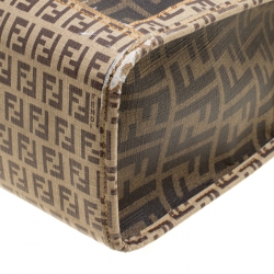 Pre Owned Fendi Brown Zucca and Zucchino Coated Canvas Square Tote