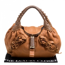 Pre Owned Fendi Brown Leather Spy Bag