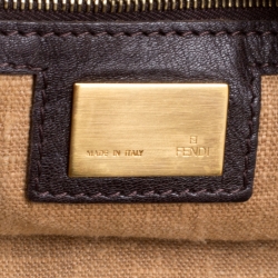 Pre Owned Fendi Dark Brown Leather Diavolo Trapezio Tote