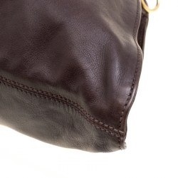 Pre Owned Fendi Dark Brown Leather Diavolo Trapezio Tote