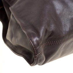 Pre Owned Fendi Dark Brown Leather Diavolo Trapezio Tote