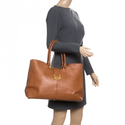 Pre Owned Fendi Brown Leather Chameleon Shopping Tote