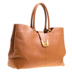 Pre Owned Fendi Brown Leather Chameleon Shopping Tote