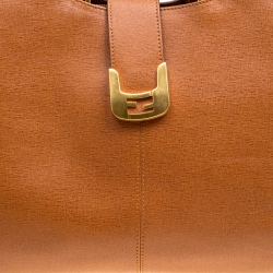 Pre Owned Fendi Brown Leather Chameleon Shopping Tote