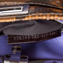 Pre Owned Fendi Brown/Purple Ombre Python Mini Peekaboo Top Handle Bag