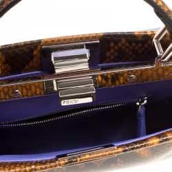 Pre Owned Fendi Brown/Purple Ombre Python Mini Peekaboo Top Handle Bag