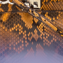 Pre Owned Fendi Brown/Purple Ombre Python Mini Peekaboo Top Handle Bag