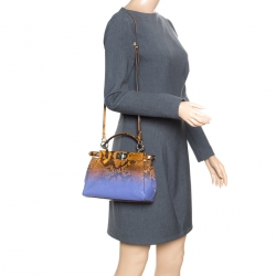 Pre Owned Fendi Brown/Purple Ombre Python Mini Peekaboo Top Handle Bag