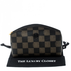 Fendi Brown/Black Check Print Coated Canvas Pouch