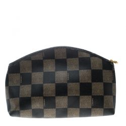 Fendi Brown/Black Check Print Coated Canvas Pouch