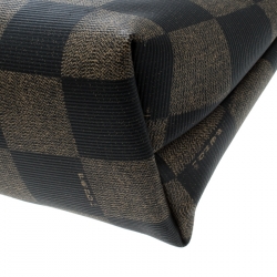 Fendi Brown/Black Check Print Coated Canvas Pouch