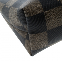 Fendi Brown/Black Check Print Coated Canvas Pouch