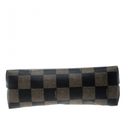 Fendi Brown/Black Check Print Coated Canvas Pouch