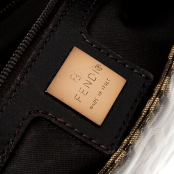 Pre Owned Fendi Brown Zucchino Coated Canvas Mama Baguette Shoulder Bag