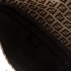 Pre Owned Fendi Brown Zucchino Coated Canvas Mama Baguette Shoulder Bag