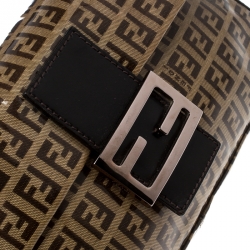 Pre Owned Fendi Brown Zucchino Coated Canvas Mama Baguette Shoulder Bag