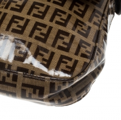 Pre Owned Fendi Brown Zucchino Coated Canvas Mama Baguette Shoulder Bag
