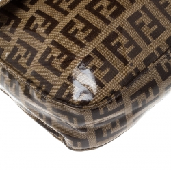 Pre Owned Fendi Brown Zucchino Coated Canvas Mama Baguette Shoulder Bag