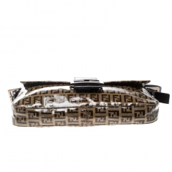 Pre Owned Fendi Brown Zucchino Coated Canvas Mama Baguette Shoulder Bag