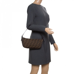 Pre Owned Fendi Brown Zucca Canvas Pochette 