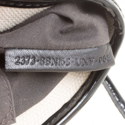 Pre Owned Fendi Beige/Black Canvas and Patent Leather B Shoulder Bag