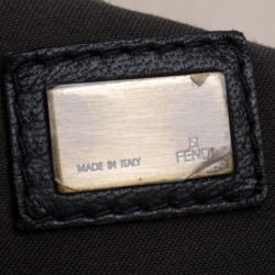 Pre Owned Fendi Beige/Black Canvas and Patent Leather B Shoulder Bag