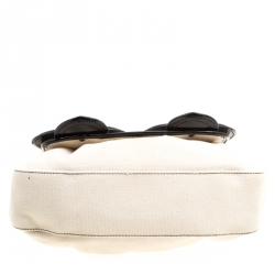 Pre Owned Fendi Beige/Black Canvas and Patent Leather B Shoulder Bag