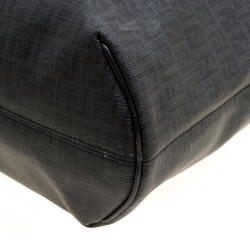 Pre Owned Fendi Black Zucchino Coated Canvas Spalmati Drawstring Tote