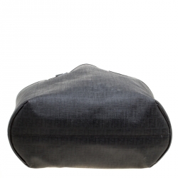 Pre Owned Fendi Black Zucchino Coated Canvas Spalmati Drawstring Tote
